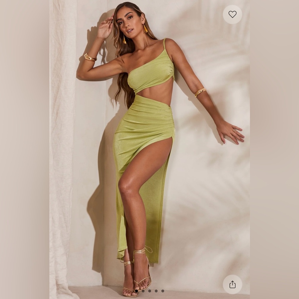 !!NWOT!! - OH POLLY ISHTAR ONE SHOULDER CUT OUT MAXI DRESS IN GREEN - SZ 2 - Picture 6 of 12